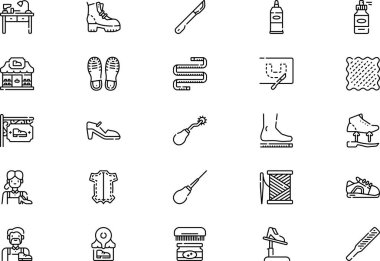 Ayakkabıcı simgeleri koleksiyonu düzenlenebilir felçli bir vektör illüstrasyonudur.