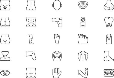 İnsan vücut simgeleri koleksiyonu düzenlenebilir felçli bir vektör illüstrasyonudur.