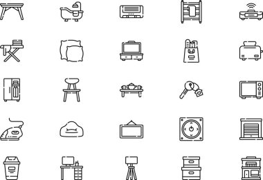 Ev ve canlı simge koleksiyonu, düzenlenebilir felçli bir vektör illüstrasyonudur.