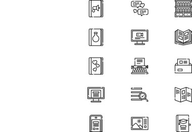 Edebiyat simgeleri koleksiyonu düzenlenebilir felçli bir vektör illüstrasyonudur.