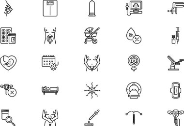 Gynecology icons collection is a vector illustration with editable stroke. clipart