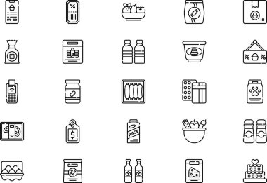 Market simgeleri koleksiyonu düzenlenebilir felçli bir vektör illüstrasyonudur.