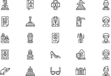 Cenaze simgeleri koleksiyonu düzenlenebilir felçli bir vektör illüstrasyonudur.