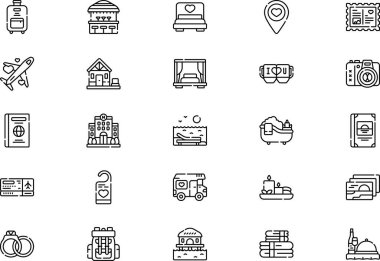 Balayı simgeleri koleksiyonu düzenlenebilir felçli bir vektör illüstrasyonudur.