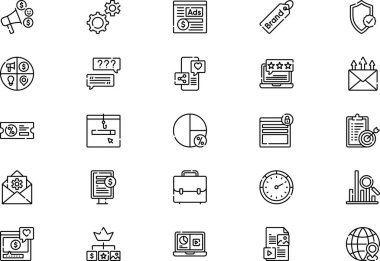 Çevrimiçi simge koleksiyonu, düzenlenebilir felçli bir vektör illüstrasyonudur.