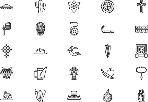 stock vector Dia de muertos icons collection is a vector illustration with editable stroke.