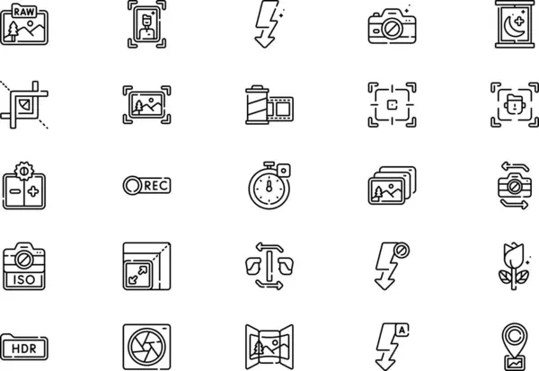 stock vector Camera interface icons collection is a vector illustration with editable stroke.