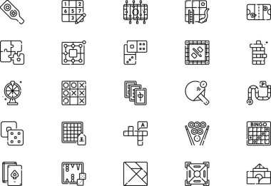 Table games icons collection is a vector illustration with editable stroke. clipart