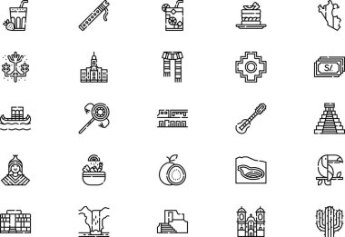 Peru icons collection is a vector illustration with editable stroke. clipart