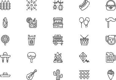 Festa Junina Simgeleri koleksiyonu düzenlenebilir felçli bir vektör illüstrasyonudur.