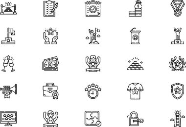 Başarı simgeleri koleksiyonu düzenlenebilir felçli bir vektör illüstrasyonudur.