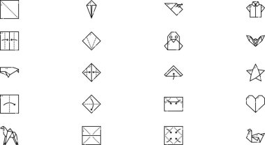 Origami simgeleri Düzenlenebilir Vuruşlu Yüksek Kaliteli Vektör Simgeleri Koleksiyonu. Profesyonel ve Yaratıcı Projeler için ideal.