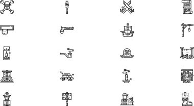 Korsanlar Yüksek Kaliteli Vektör Simgeleri Koleksiyonunu Düzenlenebilir Vuruşla simgeledi. Profesyonel ve Yaratıcı Projeler için ideal.