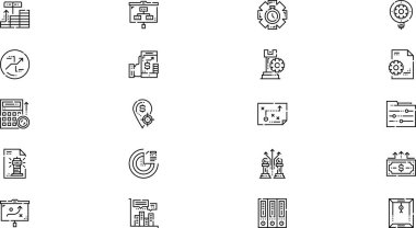 Strateji yönetimi Yüksek Kaliteli Vektör Simgeleri Koleksiyonunu Düzenlenebilir Vuruşla simgeledi. Profesyonel ve Yaratıcı Projeler için ideal.