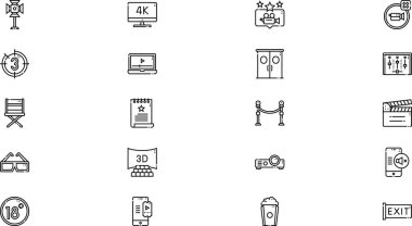 Düzenlenebilir Vuruşlu Sinema Simgeleri Yüksek Kaliteli Vektör Simgeleri Koleksiyonu. Profesyonel ve Yaratıcı Projeler için ideal.