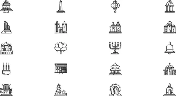 stock vector Temples icons High-Quality Vector Icons Collection with Editable Stroke. Ideal for Professional and Creative Projects.