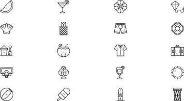 Düzenlenebilir Vuruşlu Tropik ikon paketi Yüksek Kaliteli Vektör Simgeleri Koleksiyonu. Profesyonel ve Yaratıcı Projeler için ideal.