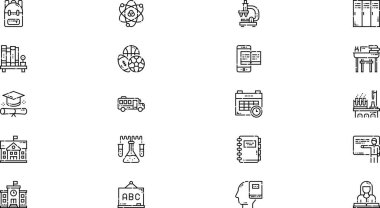 Lise simgeleri Yüksek Kalite Vektör Simgeleri Düzenlenebilir Vuruşlar Koleksiyonu. Profesyonel ve Yaratıcı Projeler için ideal.