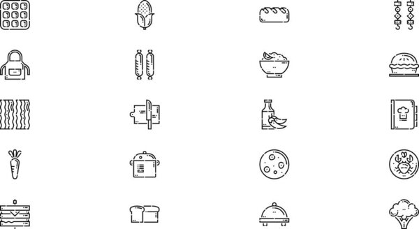 Высококачественные векторные иконки для еды сочетаются со столовыми. Идеально подходит для профессиональных и творческих проектов.