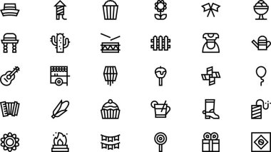 Festa junina icons High-Quality Vector Icons Collection with Editable Stroke. Ideal for Professional and Creative Projects. clipart