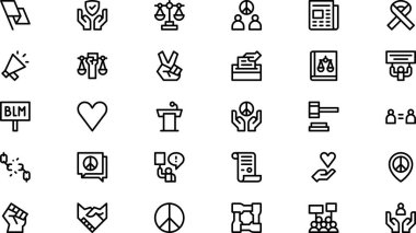 Sivil Haklar Hareketi simgeleri, Düzenlenebilir Vuruşla Yüksek Kalite Vektör Simgeleri Koleksiyonunu paketler. Profesyonel ve Yaratıcı Projeler için ideal.