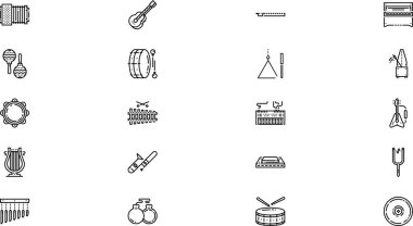 Müzik aletleri Yüksek Kalite Vektör Simgesi Koleksiyonu ve Düzenlenebilir Vuruşlar simgelerini simgeler. Profesyonel ve Yaratıcı Projeler için ideal.