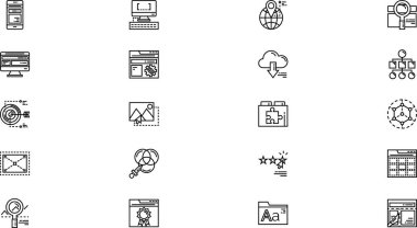 Web tasarım simgeleri Düzenlenebilir Vuruşlu Yüksek Kaliteli Vektör Simgeleri Koleksiyonu. Profesyonel ve Yaratıcı Projeler için ideal.