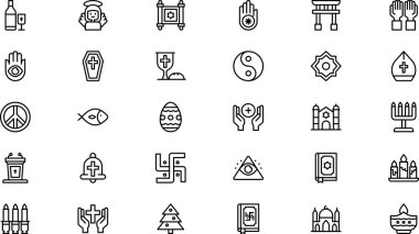 Din simgeleri Yüksek Kaliteli Vektör Simgeleri Koleksiyonu ve Düzenlenebilir Vuruşlar. Profesyonel ve Yaratıcı Projeler için ideal.