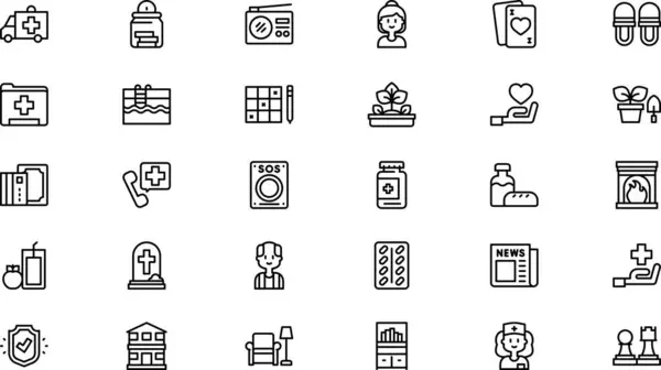 stock vector Retirement home icons High-Quality Vector Icons Collection with Editable Stroke. Ideal for Professional and Creative Projects.