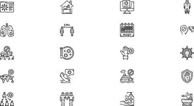 Coronavirus simgeleri Düzenlenebilir Vuruş ile Yüksek Kalite Vektör Simgeleri Koleksiyonu. Profesyonel ve Yaratıcı Projeler için ideal.
