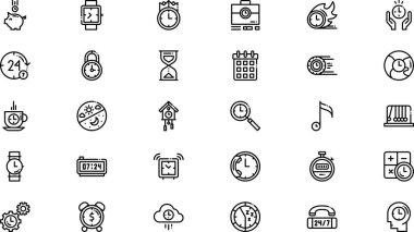 Düzenlenebilir Vuruşlu Zaman simgeleri Yüksek Kaliteli Vektör Simgeleri Koleksiyonu. Profesyonel ve Yaratıcı Projeler için ideal.