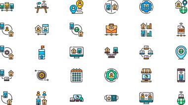 Düzenlenebilir Vuruşlu Yüksek Kaliteli Vektör Simgeleri Koleksiyonu ile çalışan melez simgeleri. Profesyonel ve Yaratıcı Projeler için ideal.