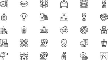 Düzenlenebilir Vuruşla İnsani Yardım Simgeleri Yüksek Kalite Vektör Simgeleri Koleksiyonu. Profesyonel ve Yaratıcı Projeler için ideal.