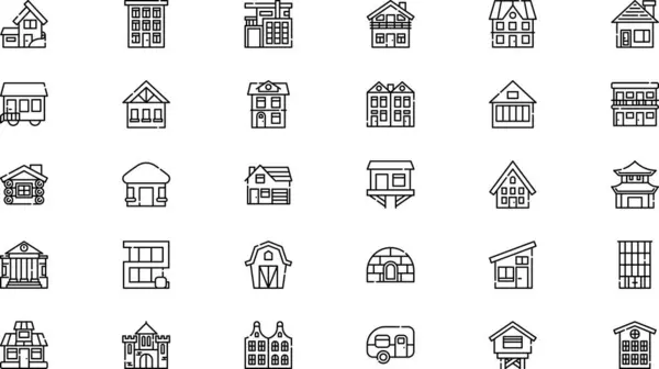 Stock vector Type of houses icons High-Quality Vector Icons Collection with Editable Stroke. Ideal for Professional and Creative Projects.