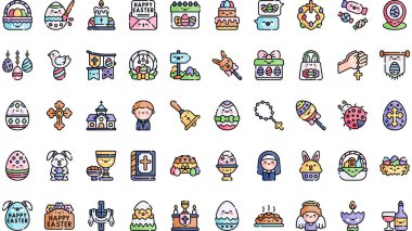 Paskalya Pazartesi simgeleri Yüksek Kaliteli Vektör Simgeleri Koleksiyonu Düzenlenebilir Vuruşlu. Profesyonel ve Yaratıcı Projeler için ideal.