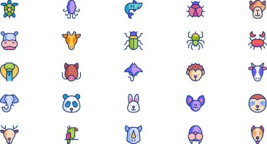 Hayvanlar Yüksek Kaliteli Vektör Simgeleri Koleksiyonu Düzenlenebilir Vuruşlu. Profesyonel ve Yaratıcı Projeler için ideal.