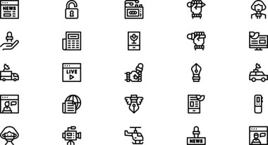 Dünya Basın Özgürlüğü Günü, Düzenlenebilir Vuruşlu Yüksek Kaliteli Vektör Simgeleri Koleksiyonu simgeleri. Profesyonel ve Yaratıcı Projeler için ideal.