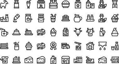 Süt ürünleri ikonları Yüksek Kaliteli Vektör Simgeleri Koleksiyonu Düzenlenebilir Vuruşlu. Profesyonel ve Yaratıcı Projeler için ideal.