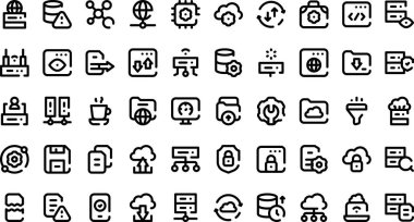 Düzenlenebilir Vuruşlu Büyük Veri Simgeleri Yüksek Kalite Vektör Simgeleri Koleksiyonu. Profesyonel ve Yaratıcı Projeler için ideal.