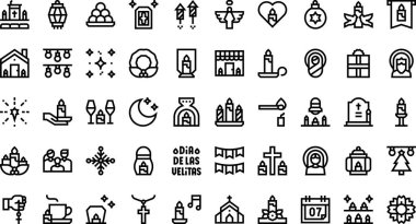 Dia de las velitas simgeleri Düzenlenebilir Vuruşla Yüksek Kalite Vektör Simgeleri Koleksiyonu. Profesyonel ve Yaratıcı Projeler için ideal.