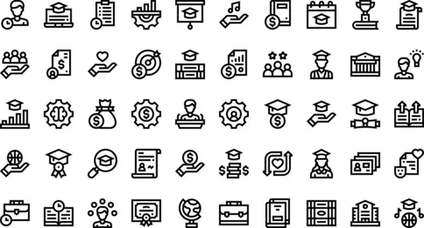 Yüksek Kalite Vektör Simgesi Koleksiyonu Düzenlenebilir Vuruşlu Burs simgeleri. Profesyonel ve Yaratıcı Projeler için ideal.