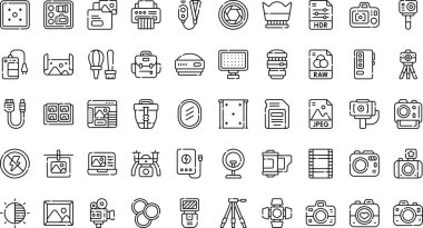 Fotoğraf simgeleri Yüksek Kaliteli Vektör Simgeleri Koleksiyonu Düzenlenebilir Vuruşlu. Profesyonel ve Yaratıcı Projeler için ideal.