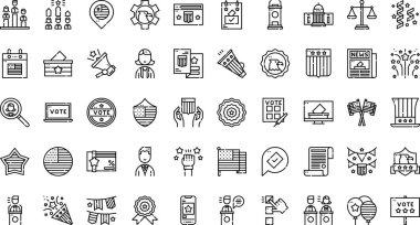 Düzenlenebilir Vuruşla Yüksek Kalite Vektör Simgeleri Koleksiyonu Başkanlık Günü simgeleri. Profesyonel ve Yaratıcı Projeler için ideal.