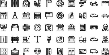 Otoyol simgeleri Yüksek Kaliteli Vektör Simgeleri Koleksiyonu Düzenlenebilir Vuruşlu. Profesyonel ve Yaratıcı Projeler için ideal.