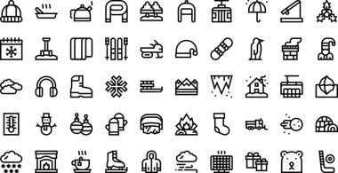 Kış simgeleri Yüksek Kalite Vektör Simgeleri Düzenlenebilir Vuruşla Koleksiyonu. Profesyonel ve Yaratıcı Projeler için ideal.