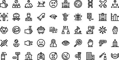 Virüs iletim simgeleri Düzenlenebilir Vuruşlu Yüksek Kalite Vektör Simgeleri Koleksiyonu. Profesyonel ve Yaratıcı Projeler için ideal.