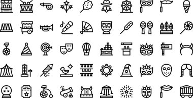 Düzenlenebilir Vuruşlu Karnaval simgeleri Yüksek Kaliteli Vektör Simgeleri Koleksiyonu. Profesyonel ve Yaratıcı Projeler için ideal.