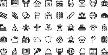 Kanada Yüksek Kaliteli Vektör Simgeleri Koleksiyonunu Düzenlenebilir Vuruşla simgeledi. Profesyonel ve Yaratıcı Projeler için ideal.