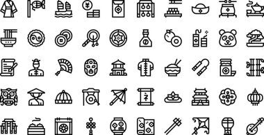 Çin, Düzenlenebilir Vuruşlarla Yüksek Kalite Vektör Simgeleri Koleksiyonunu simgeliyor. Profesyonel ve Yaratıcı Projeler için ideal.