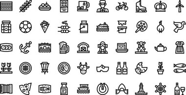 Amsterdam Yüksek Kaliteli Vektör Simgeleri Koleksiyonu Düzenlenebilir Vuruşla simgeleşiyor. Profesyonel ve Yaratıcı Projeler için ideal.